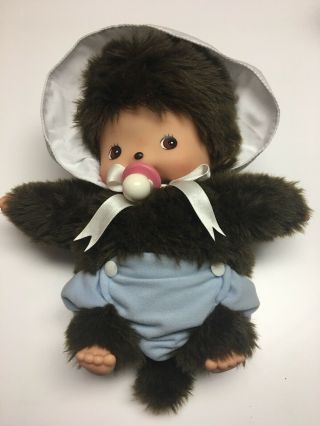 Sekiguchi Baby Monchhichi Bebichhichi Plush Doll Blue Bonnet