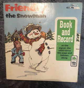 Christmas Vintage Book And Record,  Friendly The Snowman.  Peter Pan,  1977