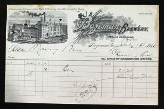 Bozeman Brewery Pre - Pro Factory Scene Billing Form Pre - Prohibition Beer Montana,