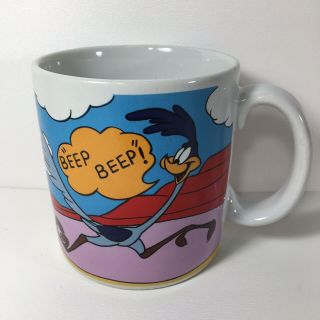 Vtg Warner Bros Road Runner And Wile E Coyote Coffee Cup Mug “beep Beep” 1993