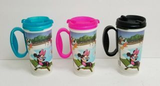 Set Vintage Disney Parks Whirley Insulated Thermal Mug 16 Oz Mickey Minnie Cups