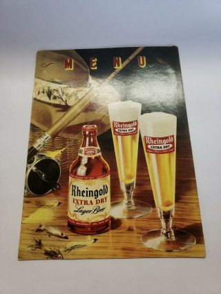 Vintage Rheingold Beer Menu Cover 1950s York Fishing