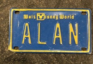 Vintage 1970’s Disneyland Walt Disney World Name Bike License Plate “alan”