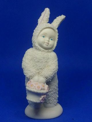 Snowbunnies Snowbabies Figurine Easter Bunny " A Basket Of Cheer " Pink Flowers
