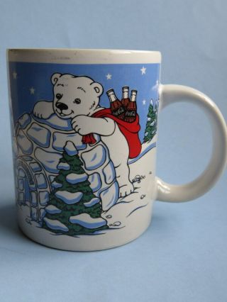 Coffee Cup Tea Mug 1997 Coke Brand Coca - Cola Polar Bears,  Penguins,  Igloo,