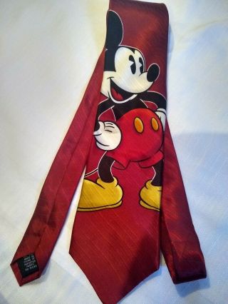 Mickey Unlimited Red Black Tie 100 Imported Silk 4 " W X 59 " L Mickey Mouse