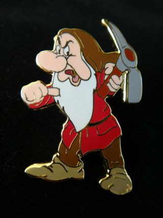 Disney Pin: Grumpy Dwarf (snow White) Yelling With Pick Axe 2002