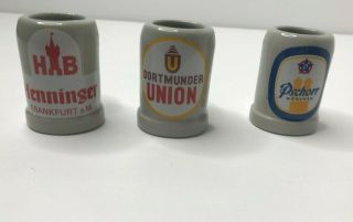 Miniature Beer Steins Mugs German Ceramic Henninger Dortmunder Union Pschorr