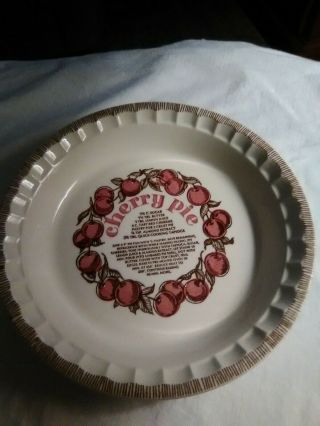 Thanksgiving/ Holidays Cherry Pie Dish Country Harvest With Recipe Full Size