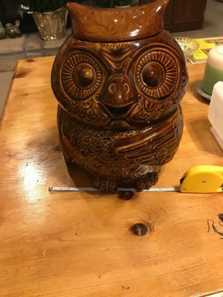 Vintage Mccoy Pottery Cookie Jar 204 Glazed Brown Owl 10 ¼” Usa