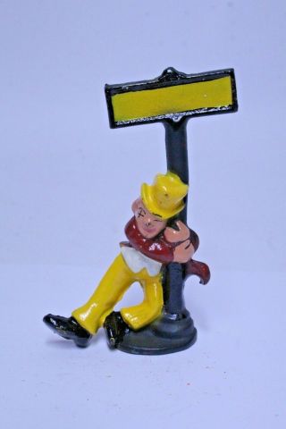 Vintage Cast Iron Drunk Man On Street Sign Yellow Outfit Bottle Opener