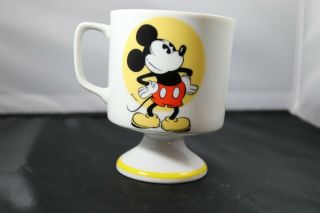 Walt Disney Productions Vintage Mickey Mouse Pedestal Coffee Mug Cup Japan