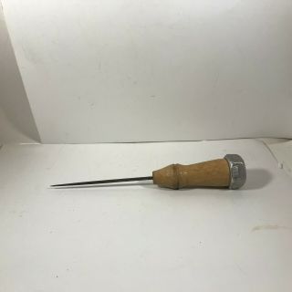 Vintage 8” Ice Pick Wooden Handle Tool Awl Hand Punch Made Usa