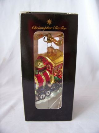 Christopher Radko Glass " Gift Expresstrain " Christmas Ornament W Box