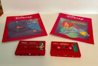 Disney Read Along Story Books With Cassette Tapes: Aladdin & The Little Mermaid