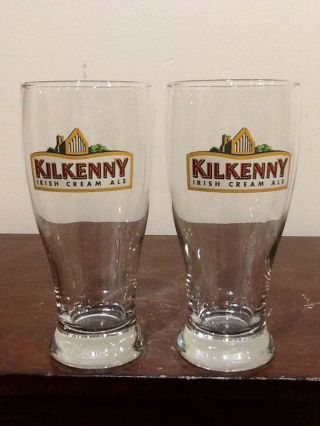 Two Kilkenny Irish Cream Ale 16 Ounce Beer Glasses