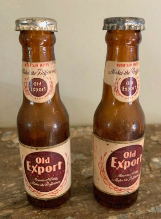 Vintage Old Export Beer Salt Pepper Shakers Retro Cool