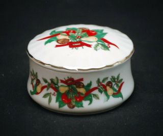 Christmas Porcelain Music Trinket Box Plays Silent Night By Heritage House Xmas
