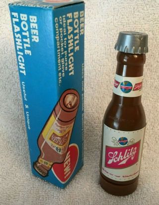 Vintage Schlitz Beer Bottle Flashlight Flash Light Nos Tavern Sign Toy