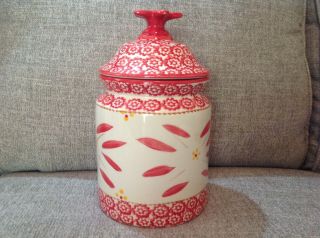 Temptations Old World Red 2 Qt Canister/cookie Jar W/lid