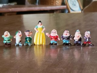 Vintage Wdp Marx Toys Disneykins Snow White 7 Dwarfs Miniature Plastic Figurines