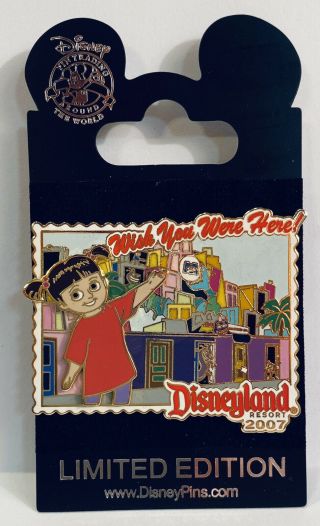 Disney Dlr Wish You Were Here 2007 Boo Monsters Inc Le 1000 Pin