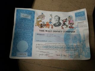 The Walt Disney Company Common Stock Certificate " Unique Item To Have "