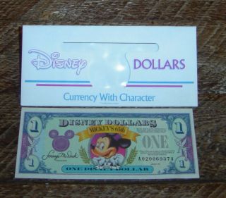 Disney Dollar Mickey Mouse 65th Anniversary $1 Bill