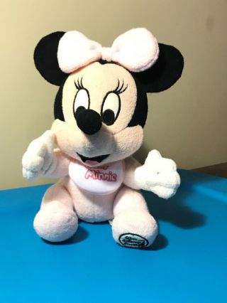 Walt Disney World Baby Minnie Mouse 9 " Stuffed Animal Plush Bean Bag With Tag