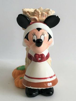 Disney Minnie Mouse Thanksgiving Pilgrim Pumpkin 4.  5 " Candle Stick Holder