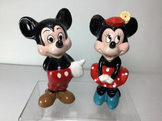 Vintage Mickey & Minnie Mouse Ceramic Figures Walt Disney Productions Japan