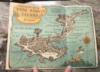 Vintage Early 1957 Disneyland Tom Sawyer Island Brochure Map