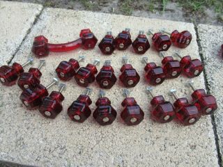 Red Drawer Pulls (glass) Various Sizes
