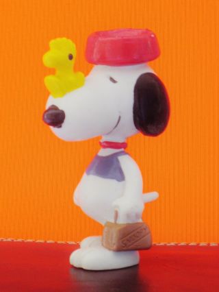 1972 Snoopy Pvc Figure With Woodstock On Nose And Red Bowl On Head 2 3/4 "
