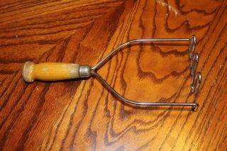 Vintage Potato Masher Wooden Handle Vgc Great For Use Or Display