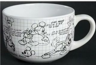 Disney Mickey Mouse Sketch Book Coffee/soup Mug.  Hard To Find Collectible