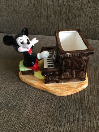 Vintage Disney Mickey Mouse Playing Piano Planter Pencil Holder