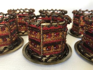 Partylite Moroccan Spice Beaded Tealight Holder Napkin Rings Red Brown Homedecor
