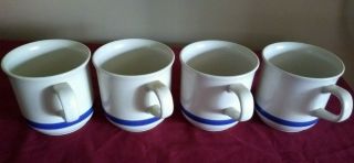 Vintage King George Townestone Blue Rim Ceramic Tea / Coffee Mugs - 4 Cups