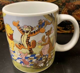 Disney Vintage Winnie The Pooh And Friends Picnic Coffee Mug Cup