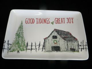 Creative Co - Op Stoneware Christmas Platter - Good Tidings Of Great Joy - Barn