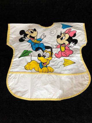 Vintage 1984 Walt Disney Company Baby Toddler Bib Mickey Mouse Tie