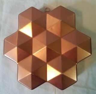 Vintage Copper Colored Aluminum 8 - Cup Geometric Jell - O Or Baking Mold