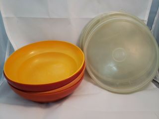 Vintage Tupperware Bowls With Lids - Set Of 4 - Harvest Colors