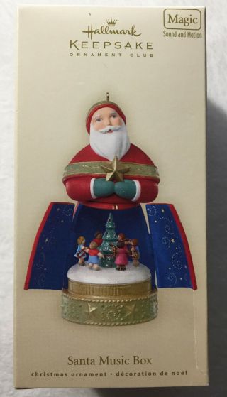 Hallmark Keepsake Christmas Ornament 2007 Santa Music Box Wind Up Opens Up