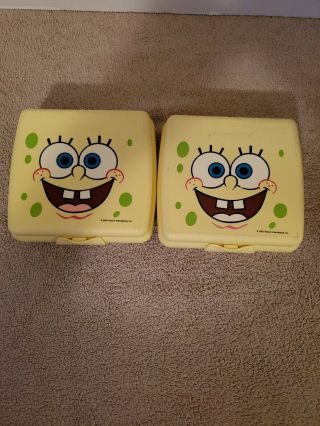 2 Tupperware Spongebob Squarepants Sandwich Keepers Containers (3752)