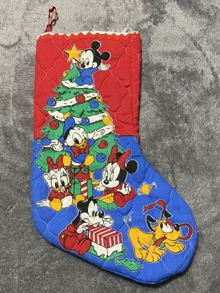 Vintage Disney Babies Christmas Stocking Baby Tree Mickey Mouse Quilted Group