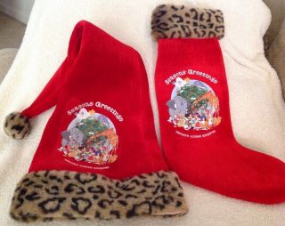 Disney Animal Kingdom Leopard Print Red Christmas Santa Hat & Stocking Set