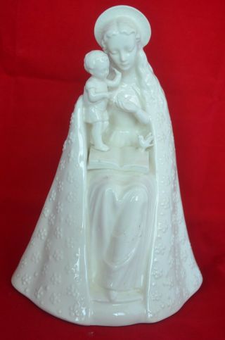 Vintage M I Hummel 8 1/2 " Flower Madonna,  Child & Dove White Porcelain Figurine