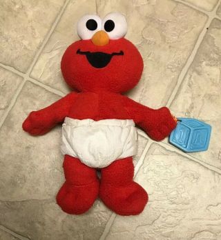 2005 Fisher Price Sesame Street Elmo Baby Teathing Ring Diaper Plush Stuffed Toy